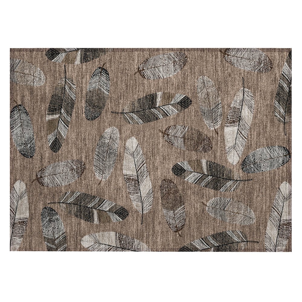 Machine Washable Indoor/Outdoor Chantille ACN2649 Brown 1'8" x 2'6" Rug. Picture 1
