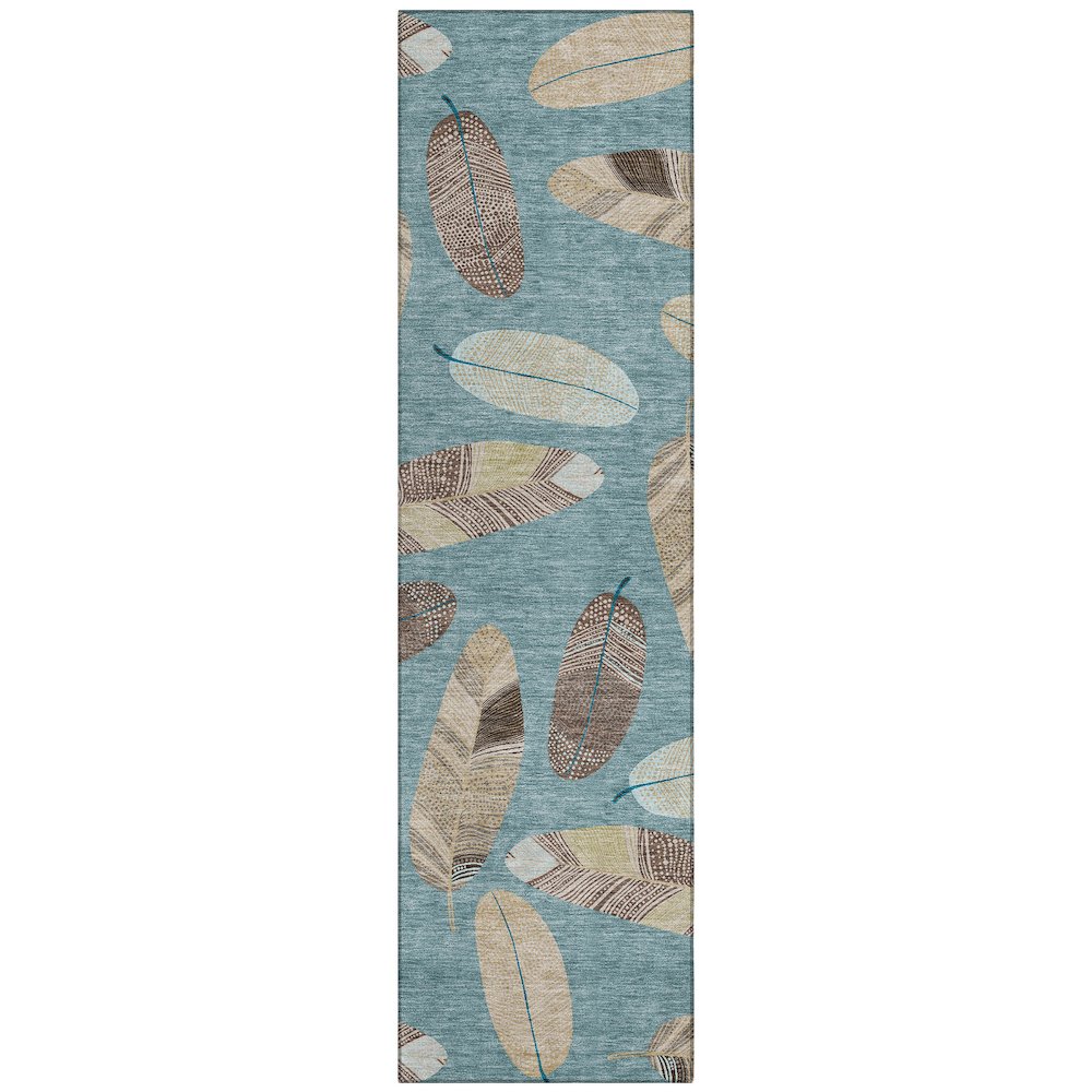Machine Washable Indoor/Outdoor Chantille ACN2649 Teal 2'3" x 7'6" Runner Rug. Picture 1