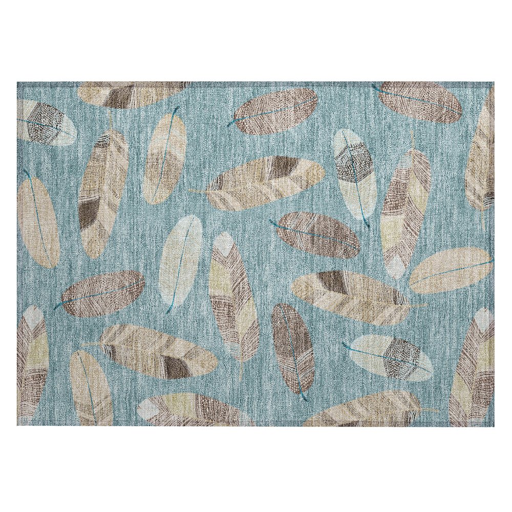 Machine Washable Indoor/Outdoor Chantille ACN2649 Teal 1'8" x 2'6" Rug. Picture 1
