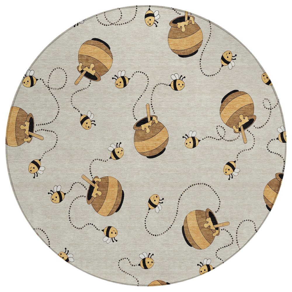 Machine Washable Indoor/Outdoor Chantille ACN2650 Brown 8' x 8' Round Rug. Picture 1