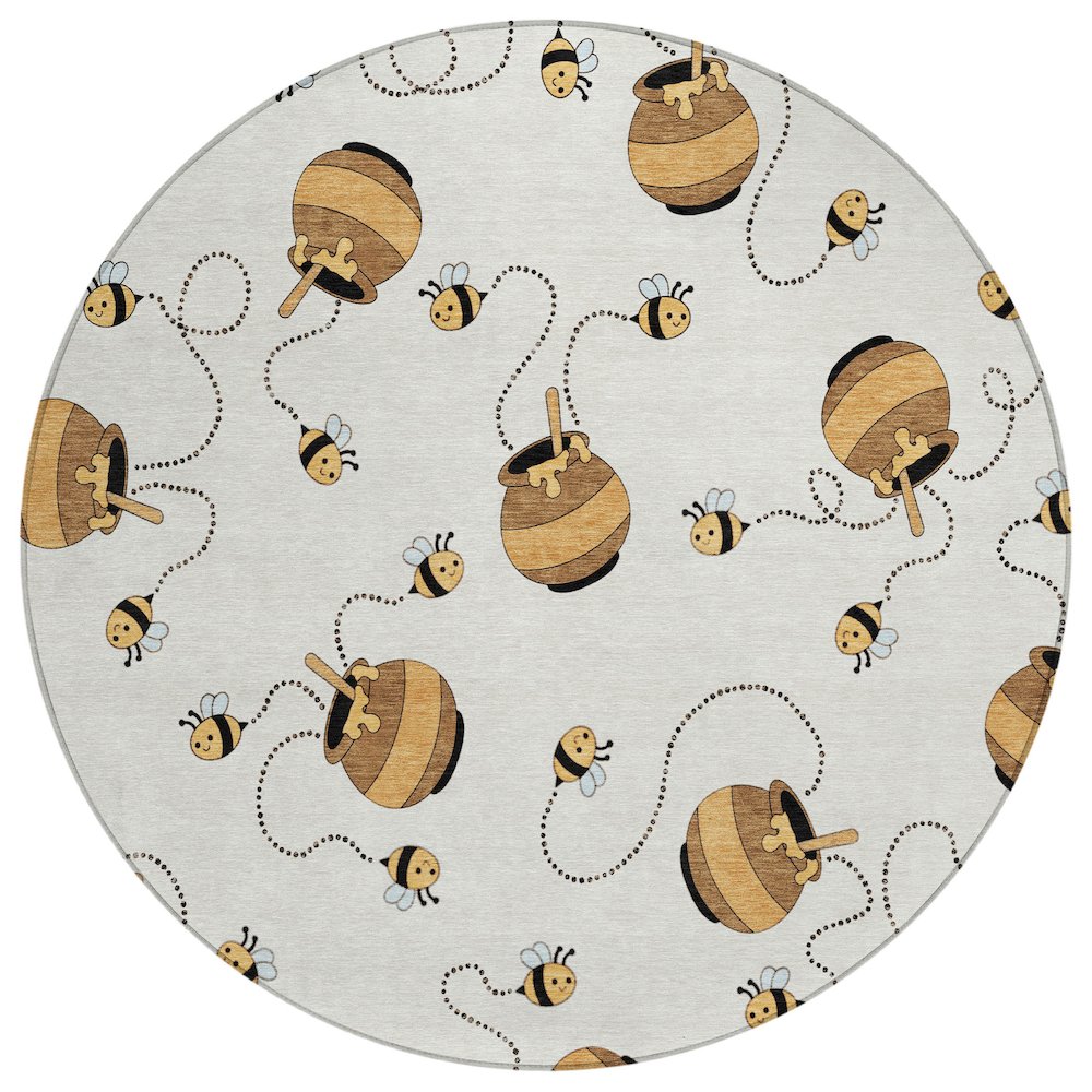 Machine Washable Indoor/Outdoor Chantille ACN2650 Ivory 8' x 8' Round Rug. Picture 1