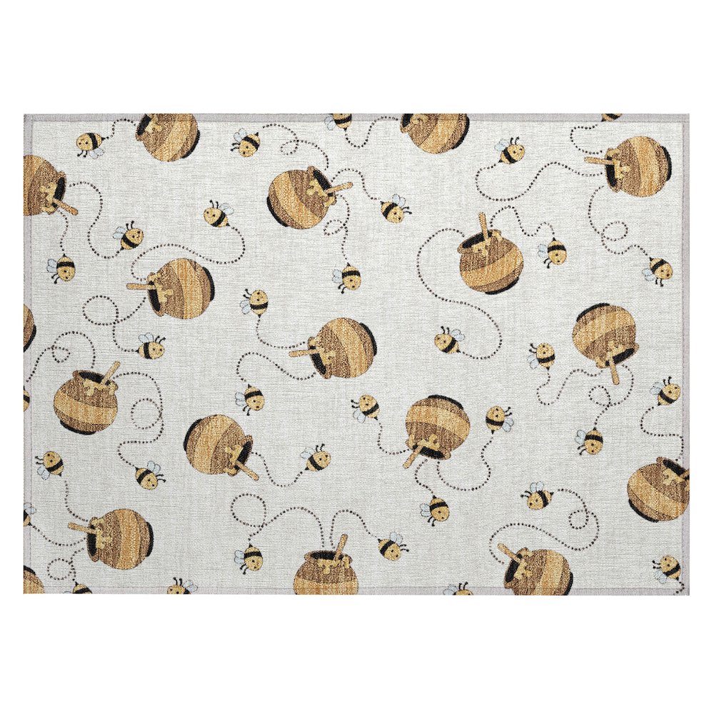 Machine Washable Indoor/Outdoor Chantille ACN2650 Ivory 1'8" x 2'6" Rug. Picture 1