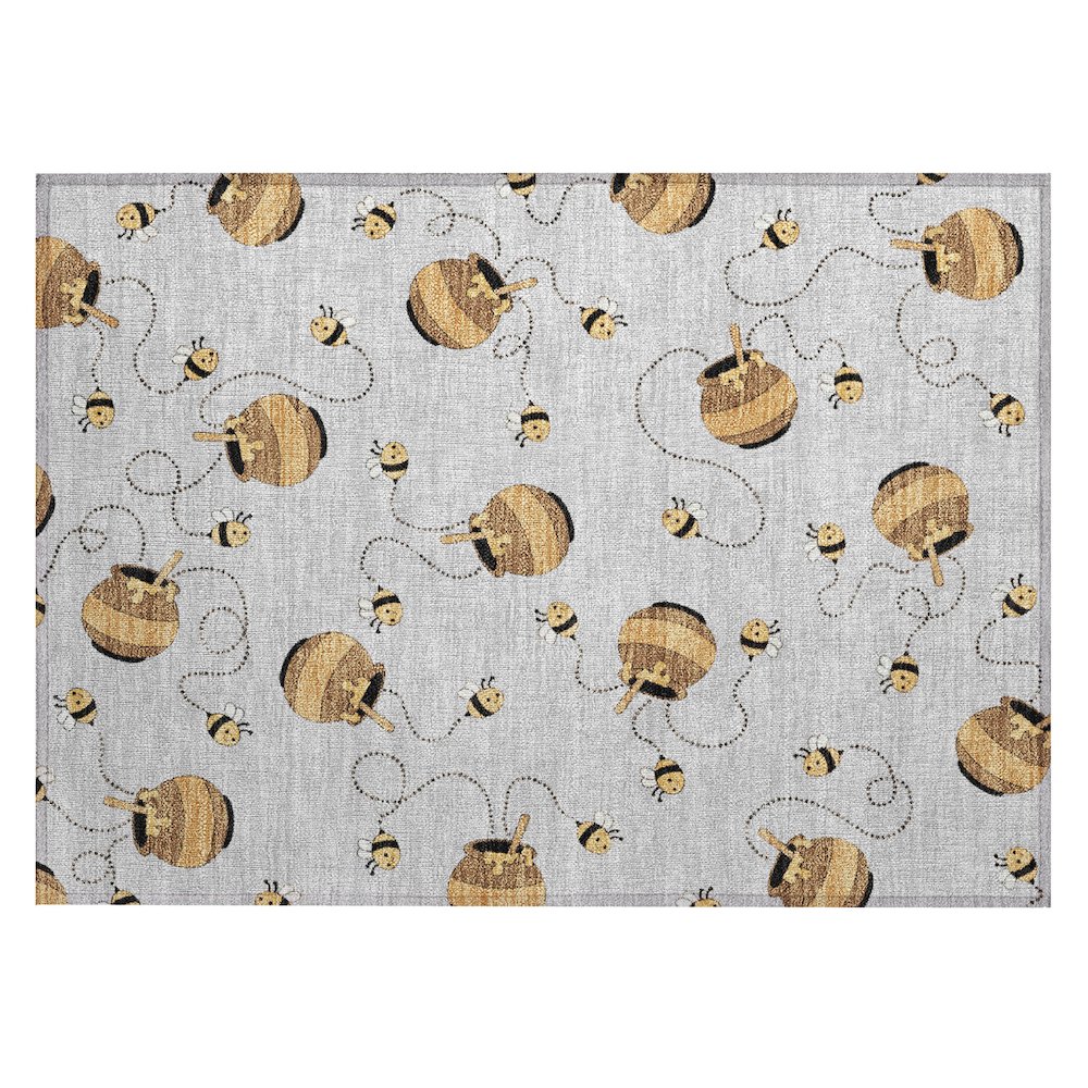 Machine Washable Indoor/Outdoor Chantille ACN2650 Gray 1'8" x 2'6" Rug. Picture 1