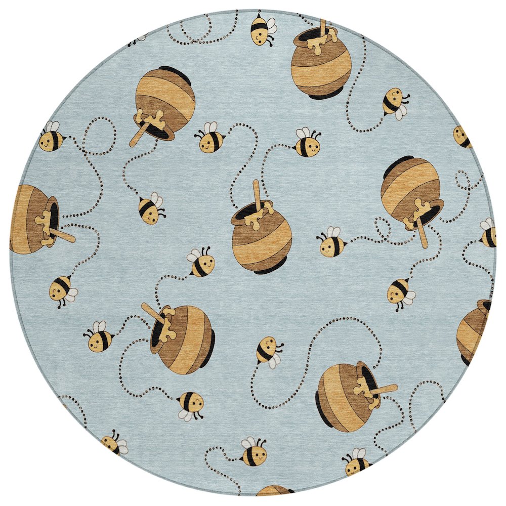 Machine Washable Indoor/Outdoor Chantille ACN2650 Blue 8' x 8' Round Rug. Picture 1