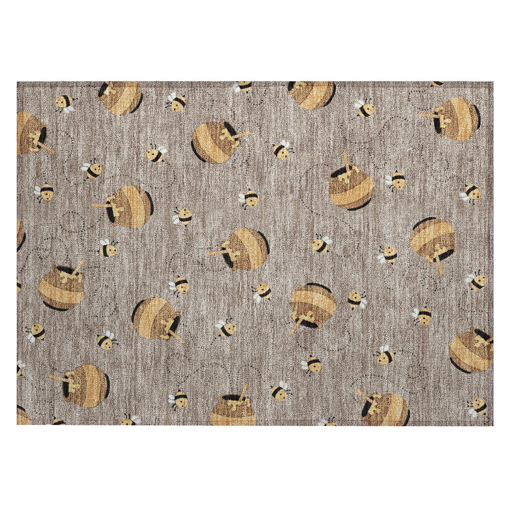 Machine Washable Indoor/Outdoor Chantille ACN2650 Brown 1'8" x 2'6" Rug. Picture 1