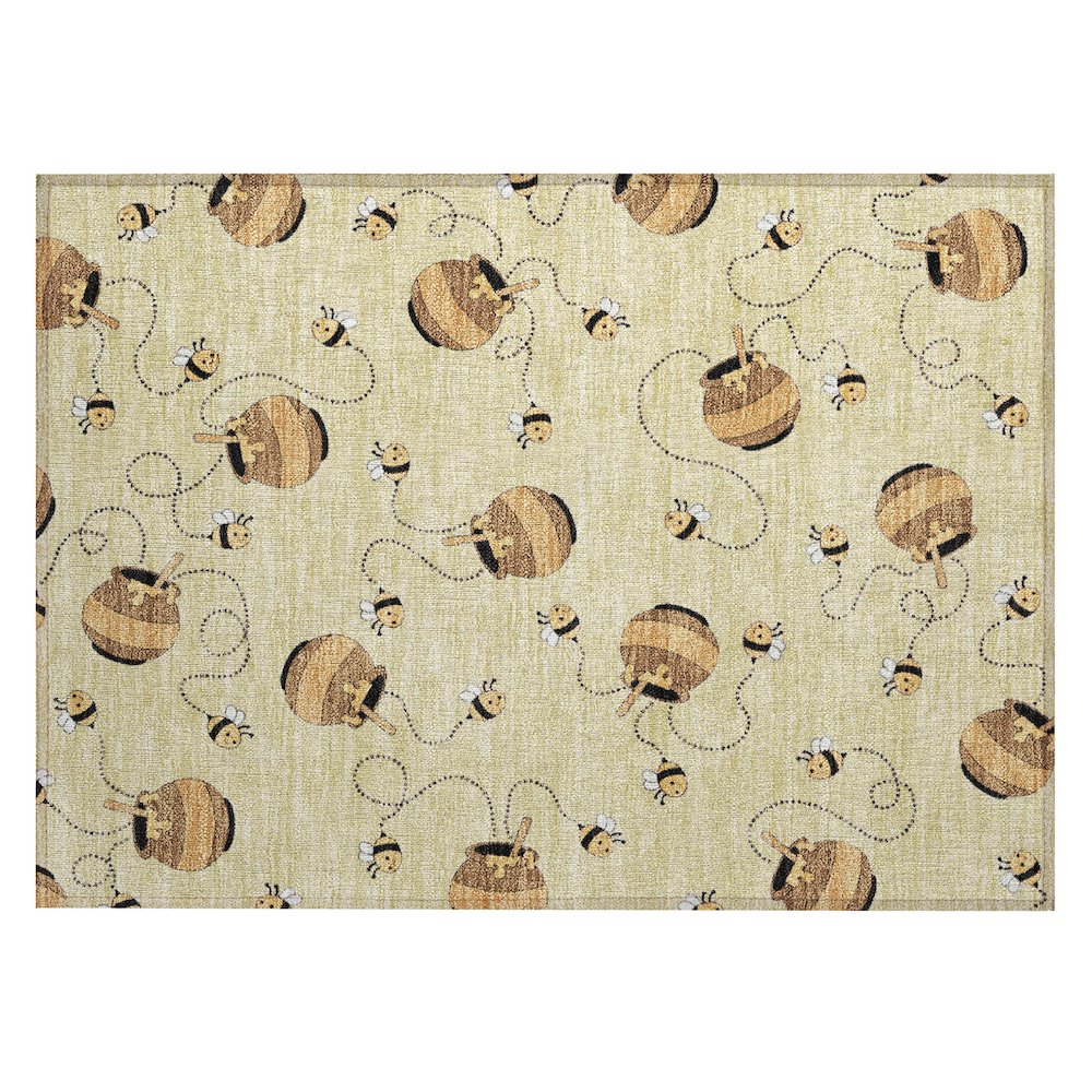 Machine Washable Indoor/Outdoor Chantille ACN2650 Gold 1'8" x 2'6" Rug. Picture 1