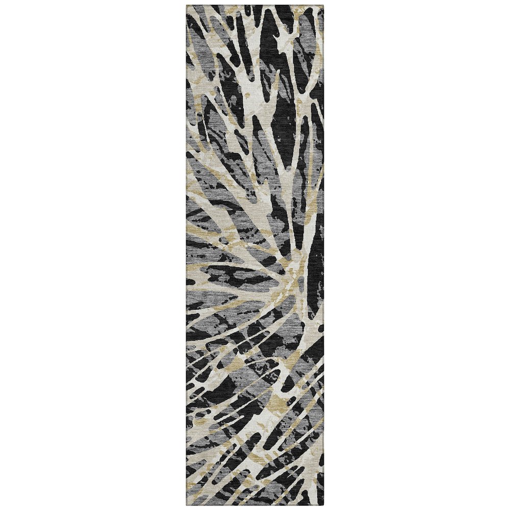Machine Washable Indoor/Outdoor Chantille ACN2651 Black 2'3" x 7'6" Runner Rug. Picture 1