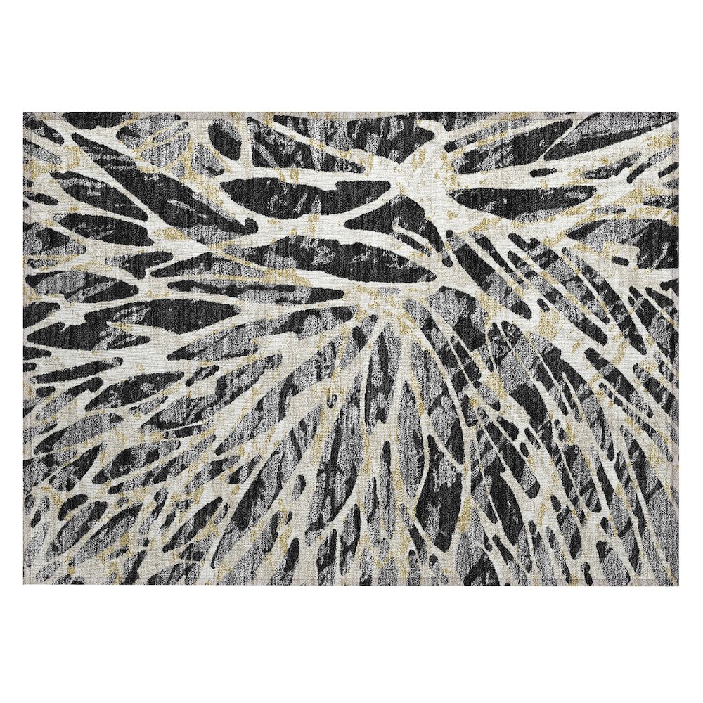 Machine Washable Indoor/Outdoor Chantille ACN2651 Black 1'8" x 2'6" Rug. Picture 1