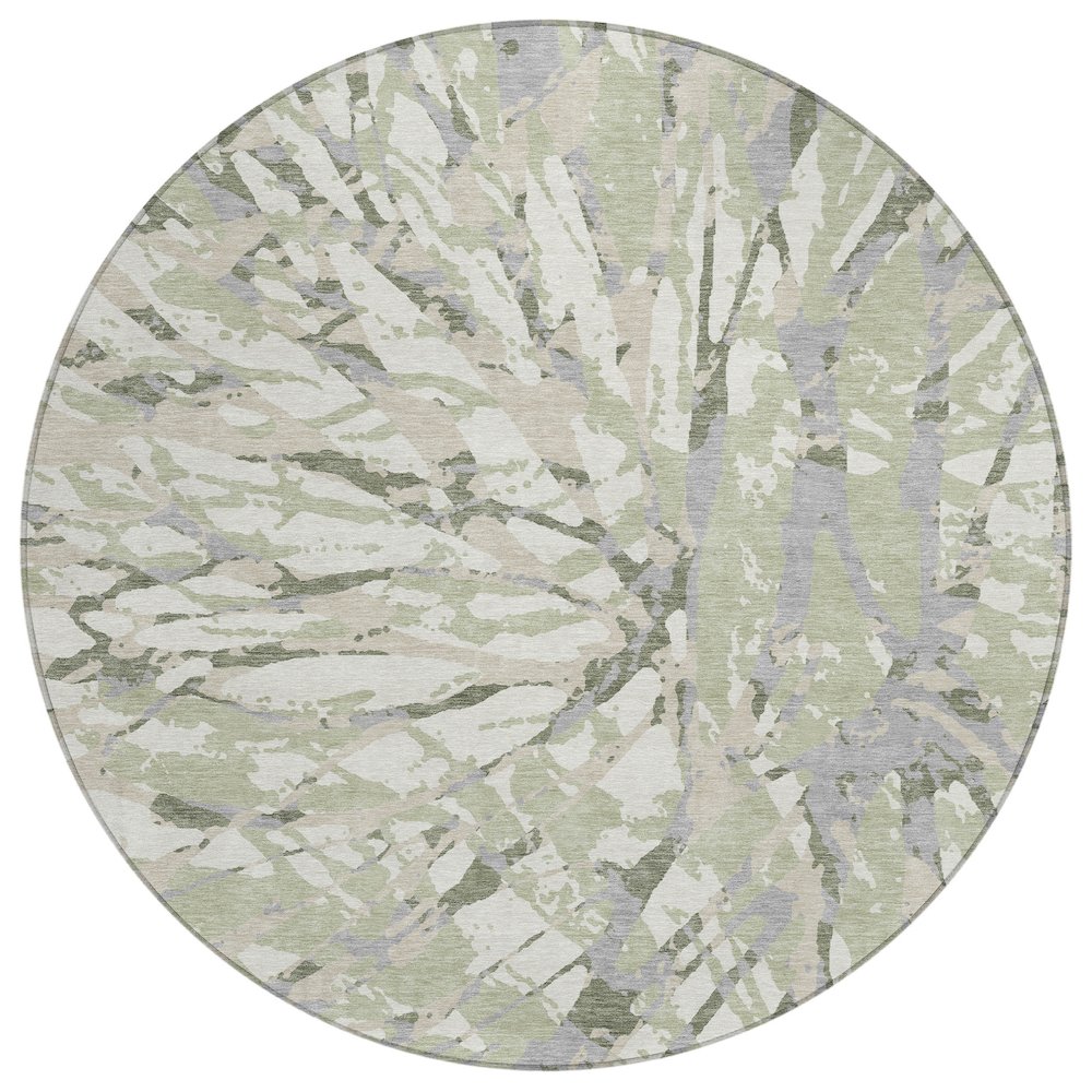 Machine Washable Indoor/Outdoor Chantille ACN2651 Green 8' x 8' Round Rug. Picture 1
