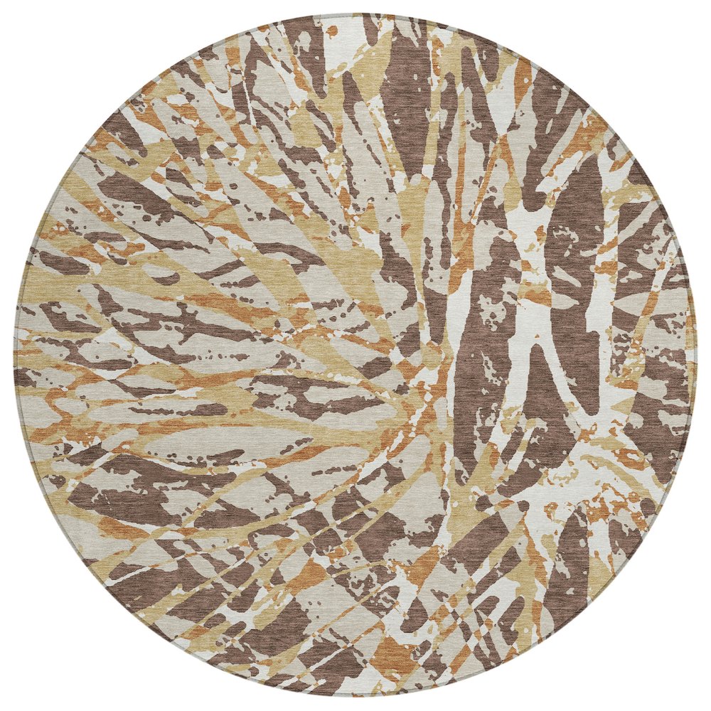 Machine Washable Indoor/Outdoor Chantille ACN2651 Brown 8' x 8' Round Rug. Picture 1