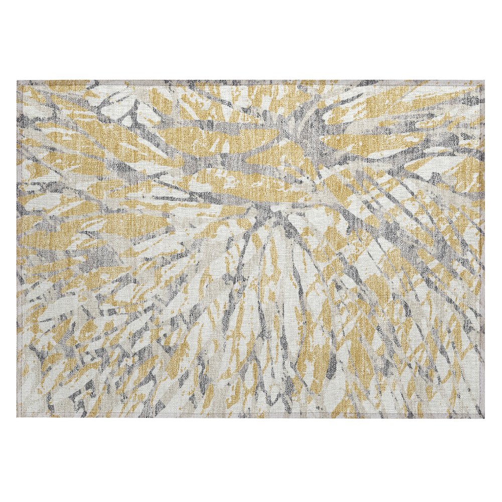 Machine Washable Indoor/Outdoor Chantille ACN2651 Gold 1'8" x 2'6" Rug. Picture 1