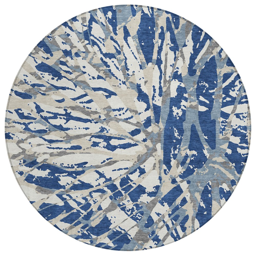 Machine Washable Indoor/Outdoor Chantille ACN2651 Blue 8' x 8' Round Rug. Picture 1