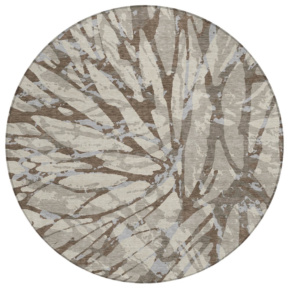 Machine Washable Indoor/Outdoor Chantille ACN2651 Brown 8' x 8' Round Rug. Picture 1