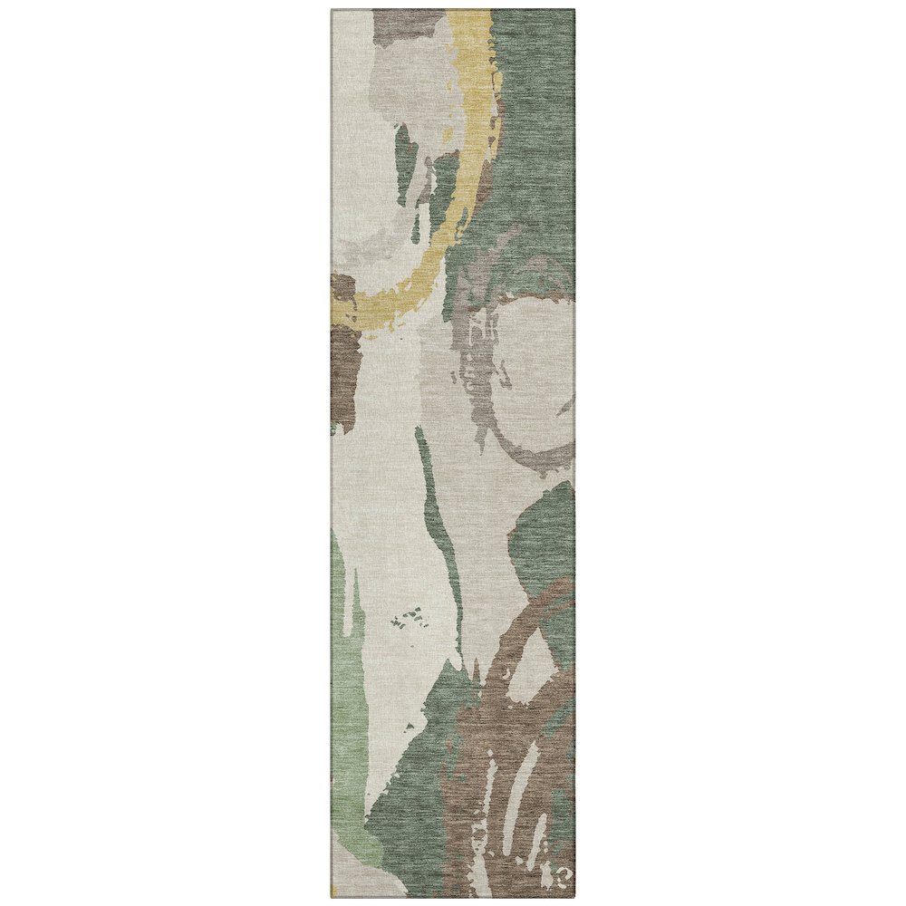 Machine Washable Indoor/Outdoor Chantille ACN2652 Green 2'3" x 7'6" Runner Rug. Picture 1
