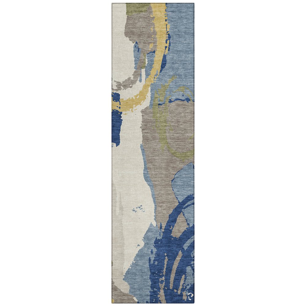 Machine Washable Indoor/Outdoor Chantille ACN2652 Blue 2'3" x 7'6" Runner Rug. Picture 1