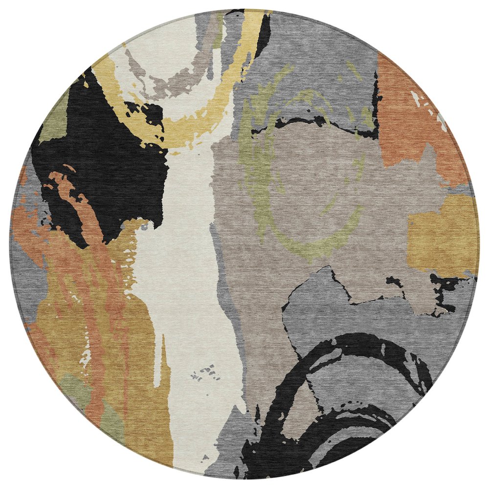 Machine Washable Indoor/Outdoor Chantille ACN2652 Gray 8' x 8' Round Rug. Picture 1