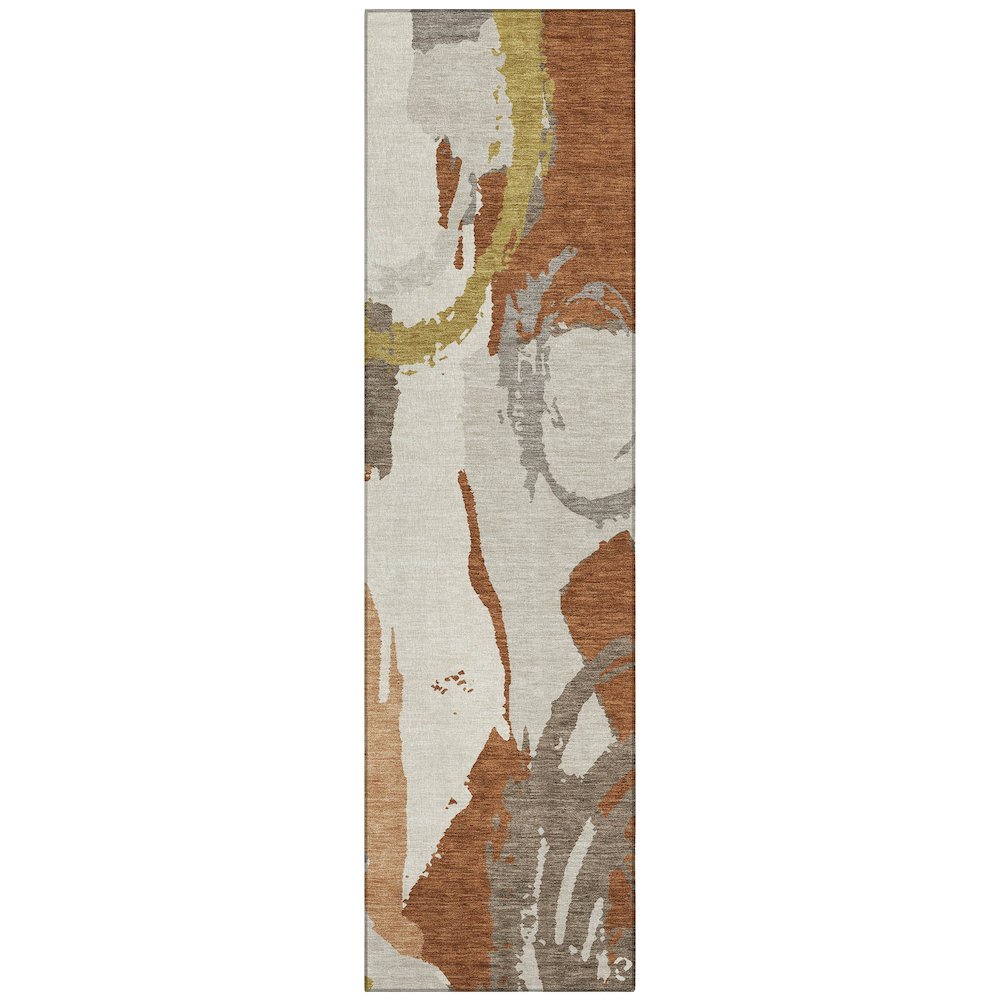 Machine Washable Indoor/Outdoor Chantille ACN2652 Orange 2'3" x 7'6" Runner Rug. Picture 1