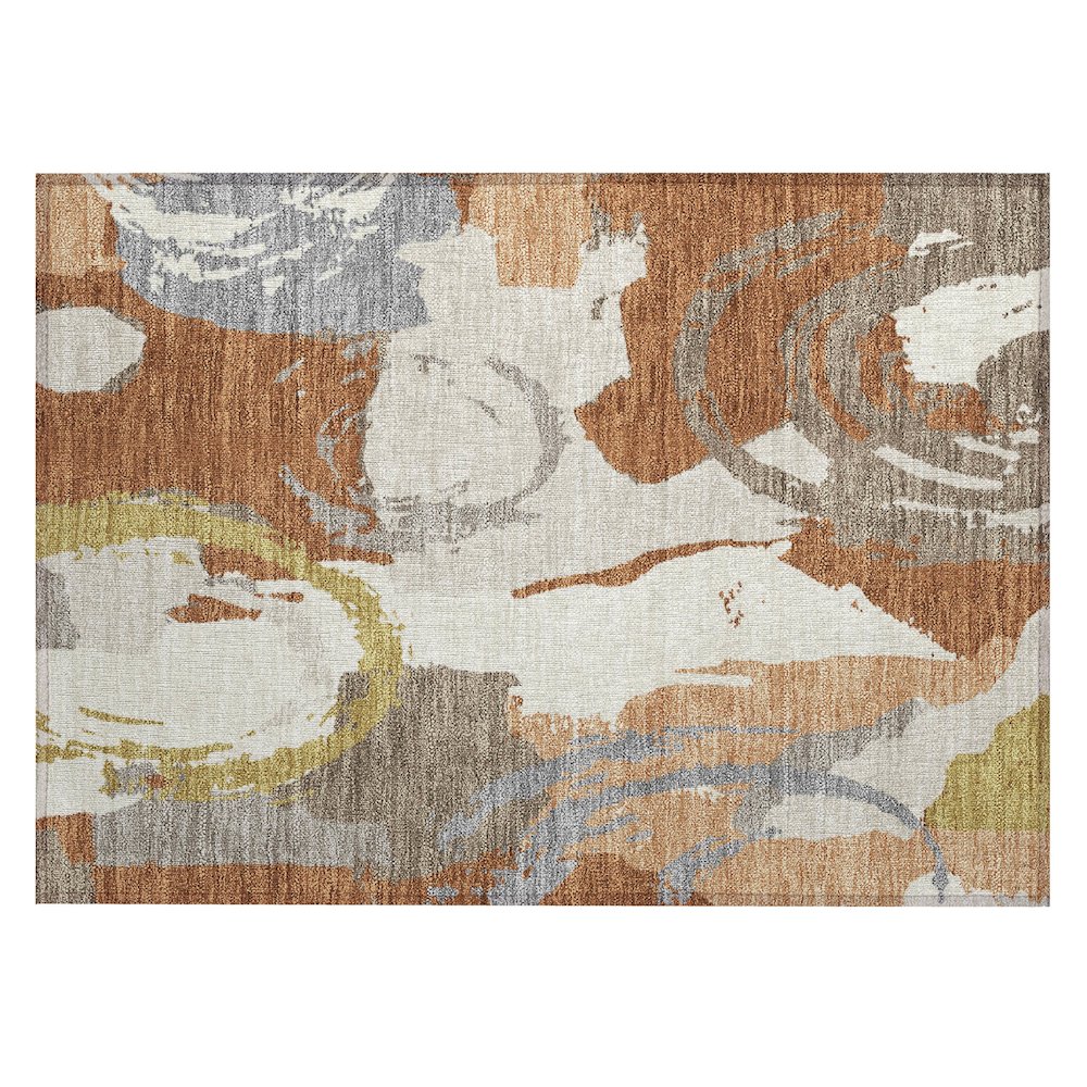 Machine Washable Indoor/Outdoor Chantille ACN2652 Orange 1'8" x 2'6" Rug. Picture 1