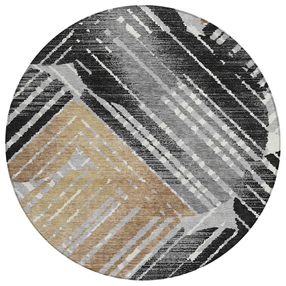 Machine Washable Indoor/Outdoor Chantille ACN2653 Black 8' x 8' Round Rug. Picture 1