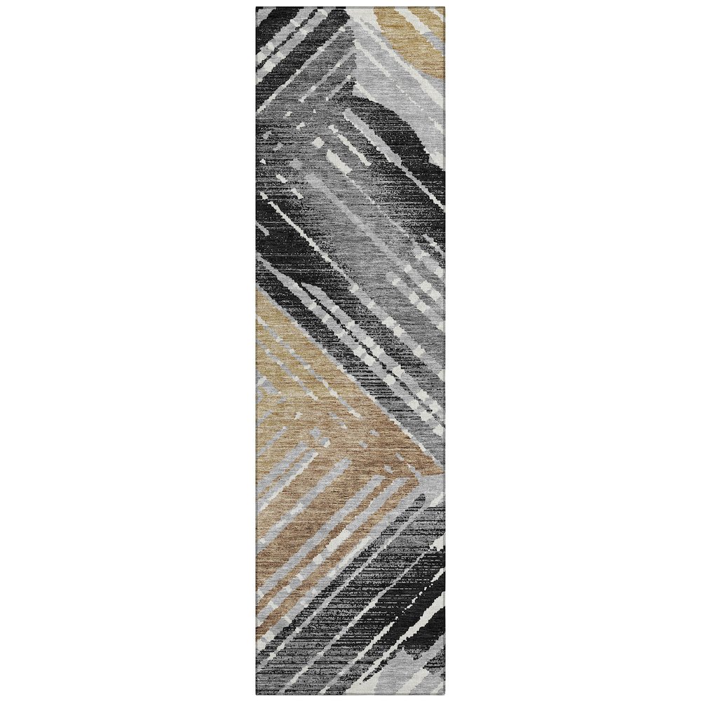 Machine Washable Indoor/Outdoor Chantille ACN2653 Black 2'3" x 7'6" Runner Rug. Picture 1