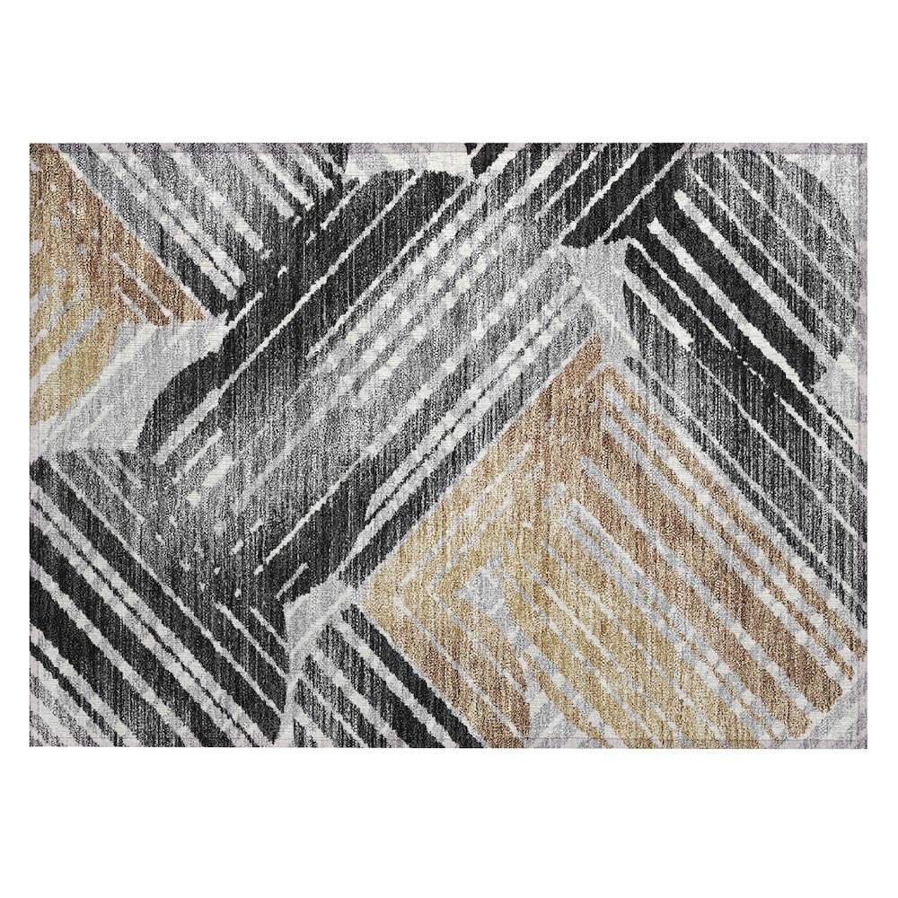 Machine Washable Indoor/Outdoor Chantille ACN2653 Black 1'8" x 2'6" Rug. Picture 1