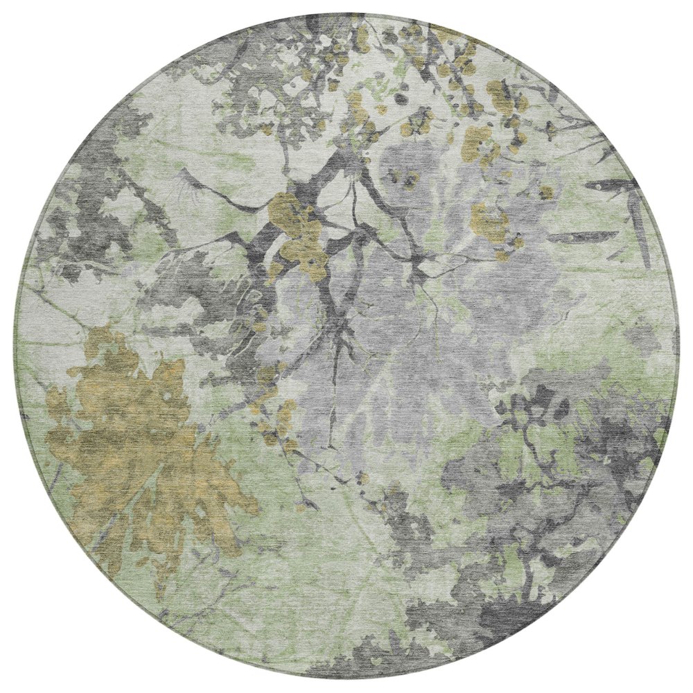 Machine Washable Indoor/Outdoor Chantille ACN2654 Green 8' x 8' Round Rug. Picture 1