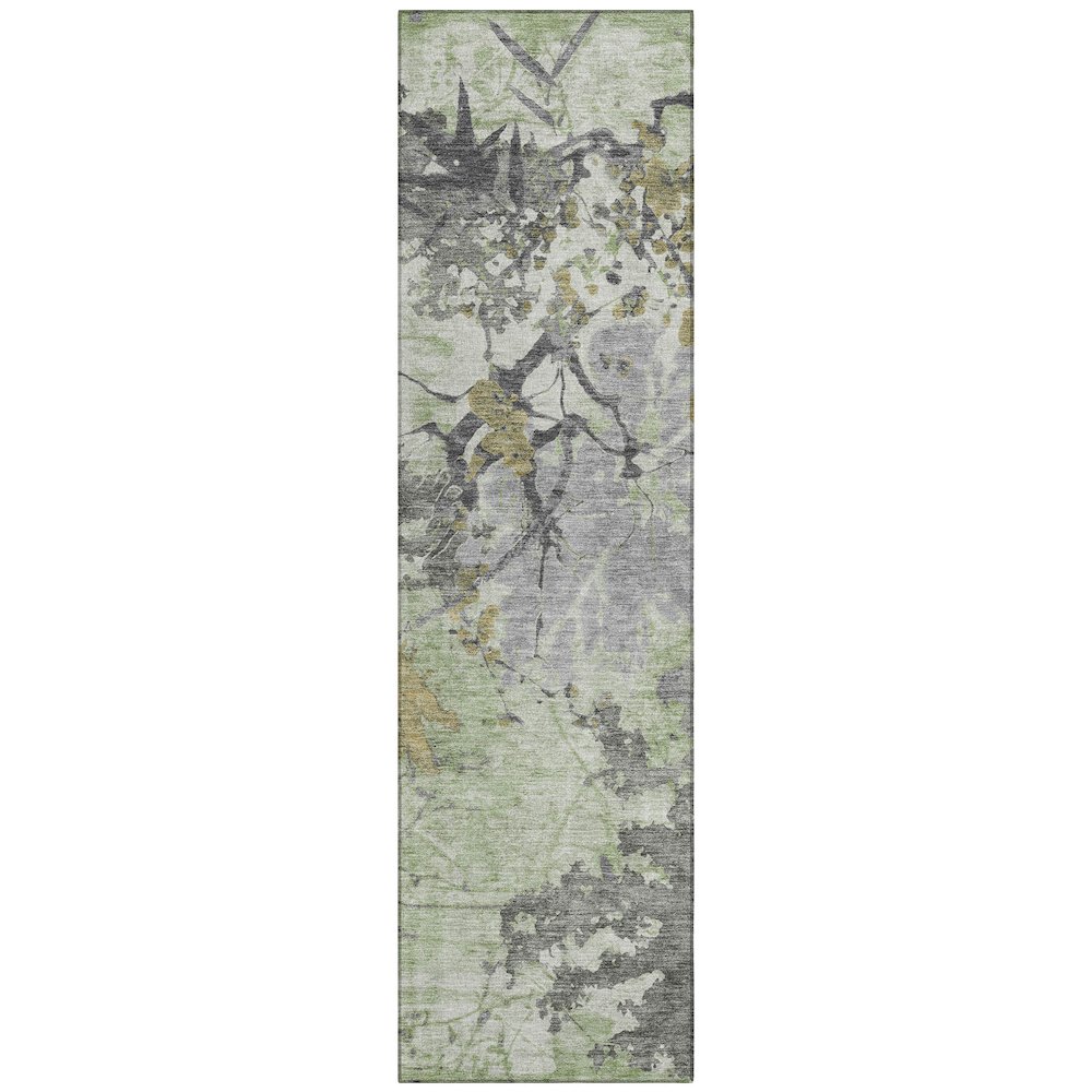 Machine Washable Indoor/Outdoor Chantille ACN2654 Green 2'3" x 7'6" Runner Rug. Picture 1