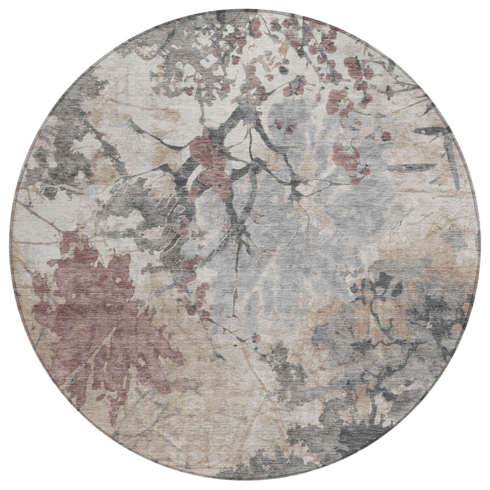 Machine Washable Indoor/Outdoor Chantille ACN2654 Brown 8' x 8' Round Rug. Picture 1