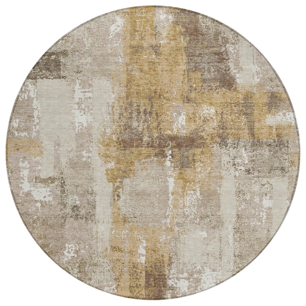 Machine Washable Indoor/Outdoor Chantille ACN2655 Brown 8' x 8' Round Rug. Picture 1