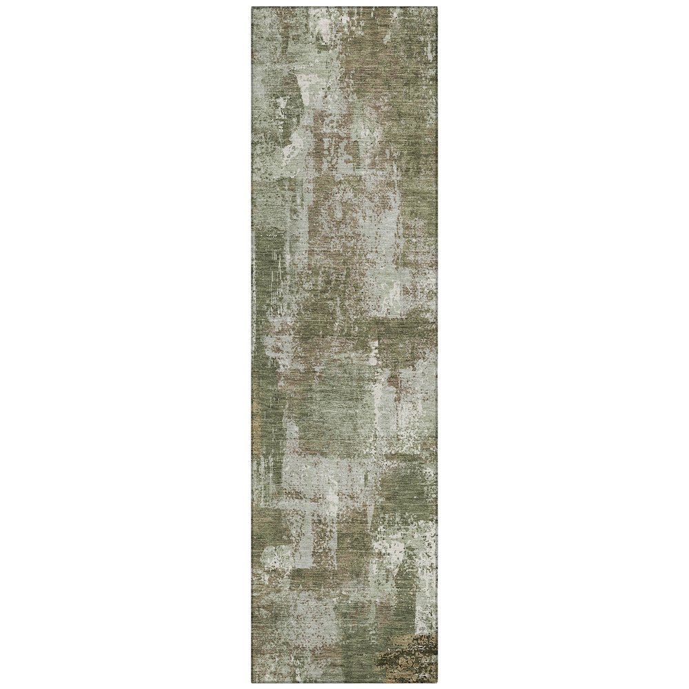 Machine Washable Indoor/Outdoor Chantille ACN2655 Green 2'3" x 7'6" Runner Rug. Picture 1