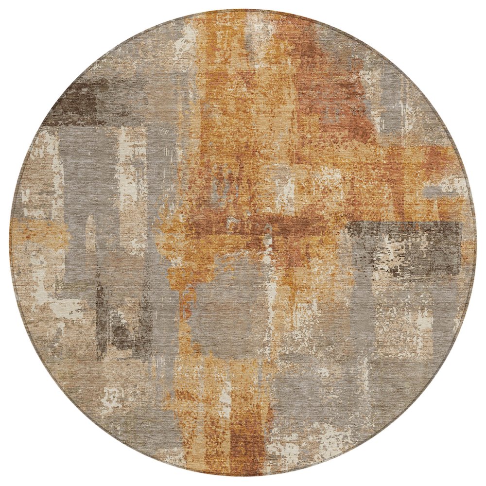 Machine Washable Indoor/Outdoor Chantille ACN2655 Brown 8' x 8' Round Rug. Picture 1