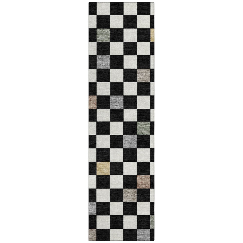 Machine Washable Indoor/Outdoor Chantille ACN2656 Black 2'3" x 7'6" Runner Rug. Picture 1