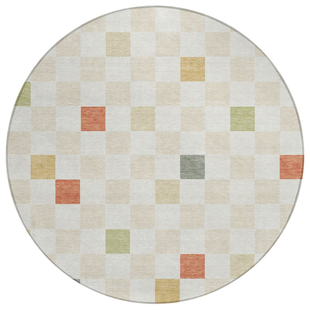 Machine Washable Indoor/Outdoor Chantille ACN2656 Ivory 8' x 8' Round Rug. Picture 1