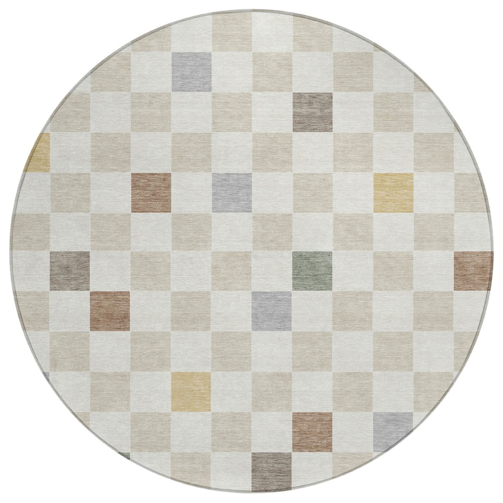 Machine Washable Indoor/Outdoor Chantille ACN2656 Ivory 8' x 8' Round Rug. Picture 1