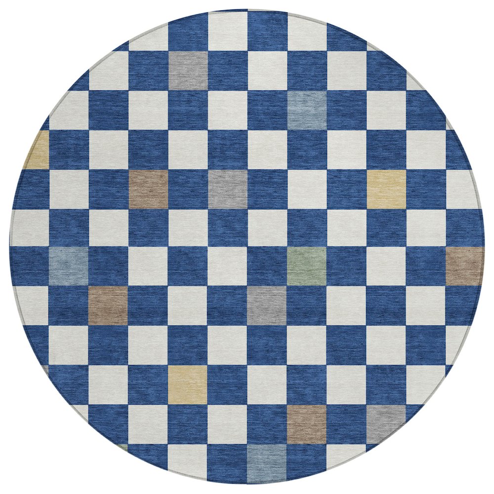Machine Washable Indoor/Outdoor Chantille ACN2656 Blue 8' x 8' Round Rug. Picture 1