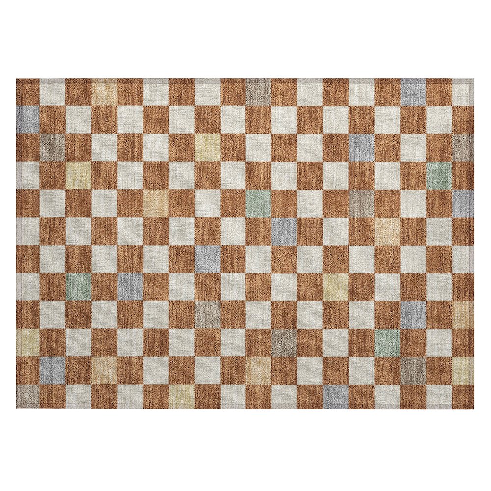 Machine Washable Indoor/Outdoor Chantille ACN2656 Orange 1'8" x 2'6" Rug. Picture 1