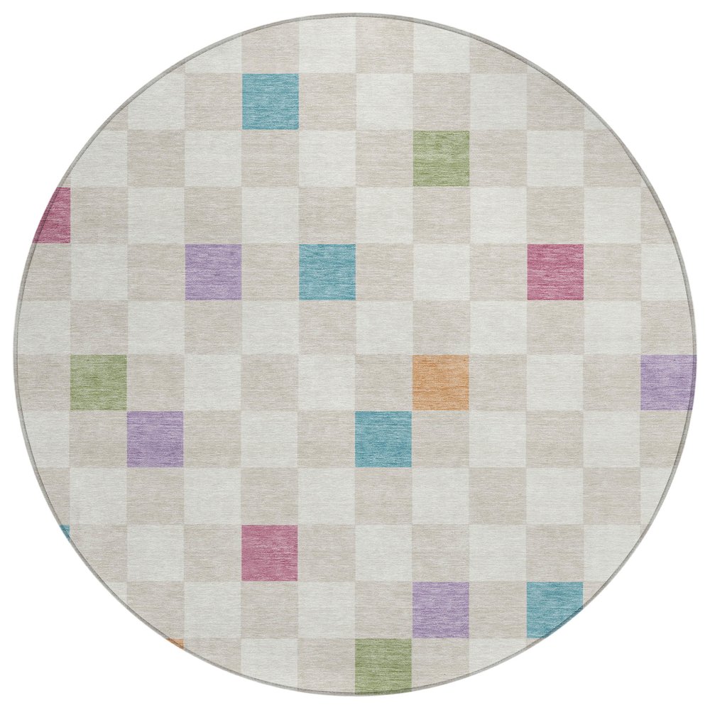 Machine Washable Indoor/Outdoor Chantille ACN2656 Ivory 8' x 8' Round Rug. Picture 1
