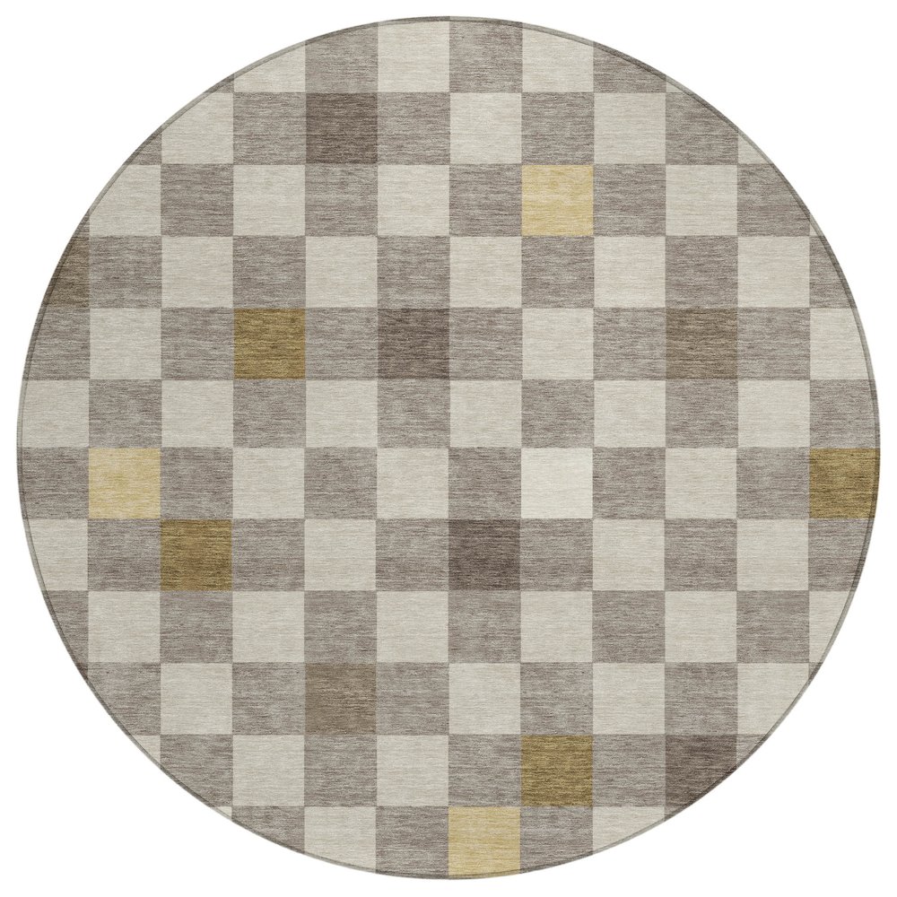Machine Washable Indoor/Outdoor Chantille ACN2656 Brown 8' x 8' Round Rug. Picture 1