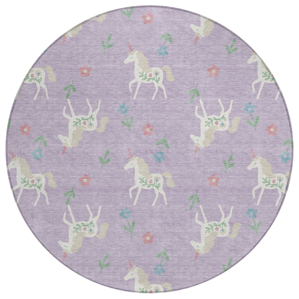 Machine Washable Indoor/Outdoor Chantille ACN2657 Purple 8' x 8' Round Rug. Picture 1