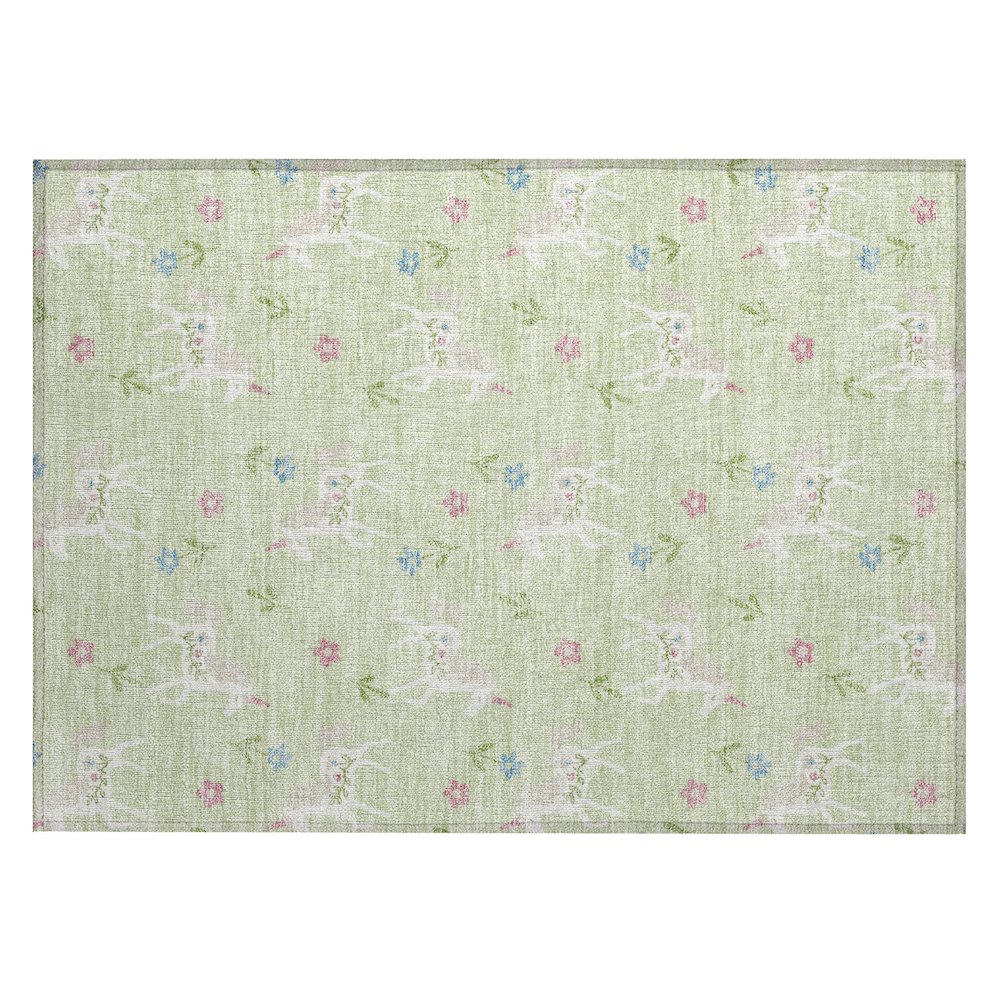 Machine Washable Indoor/Outdoor Chantille ACN2657 Green 1'8" x 2'6" Rug. Picture 1