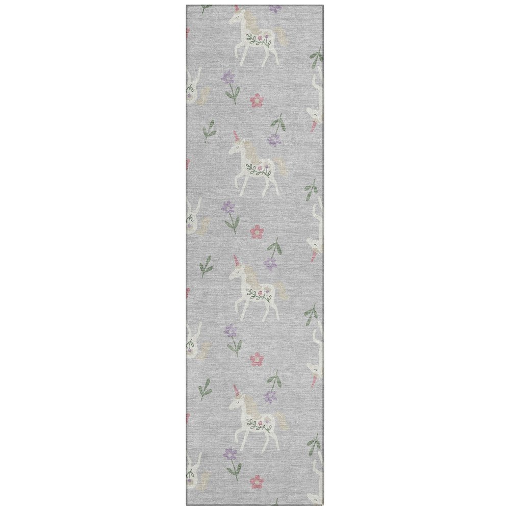 Machine Washable Indoor/Outdoor Chantille ACN2657 Gray 2'3" x 7'6" Runner Rug. Picture 1
