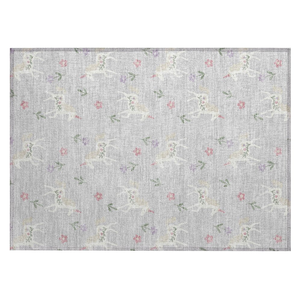 Machine Washable Indoor/Outdoor Chantille ACN2657 Gray 1'8" x 2'6" Rug. Picture 1