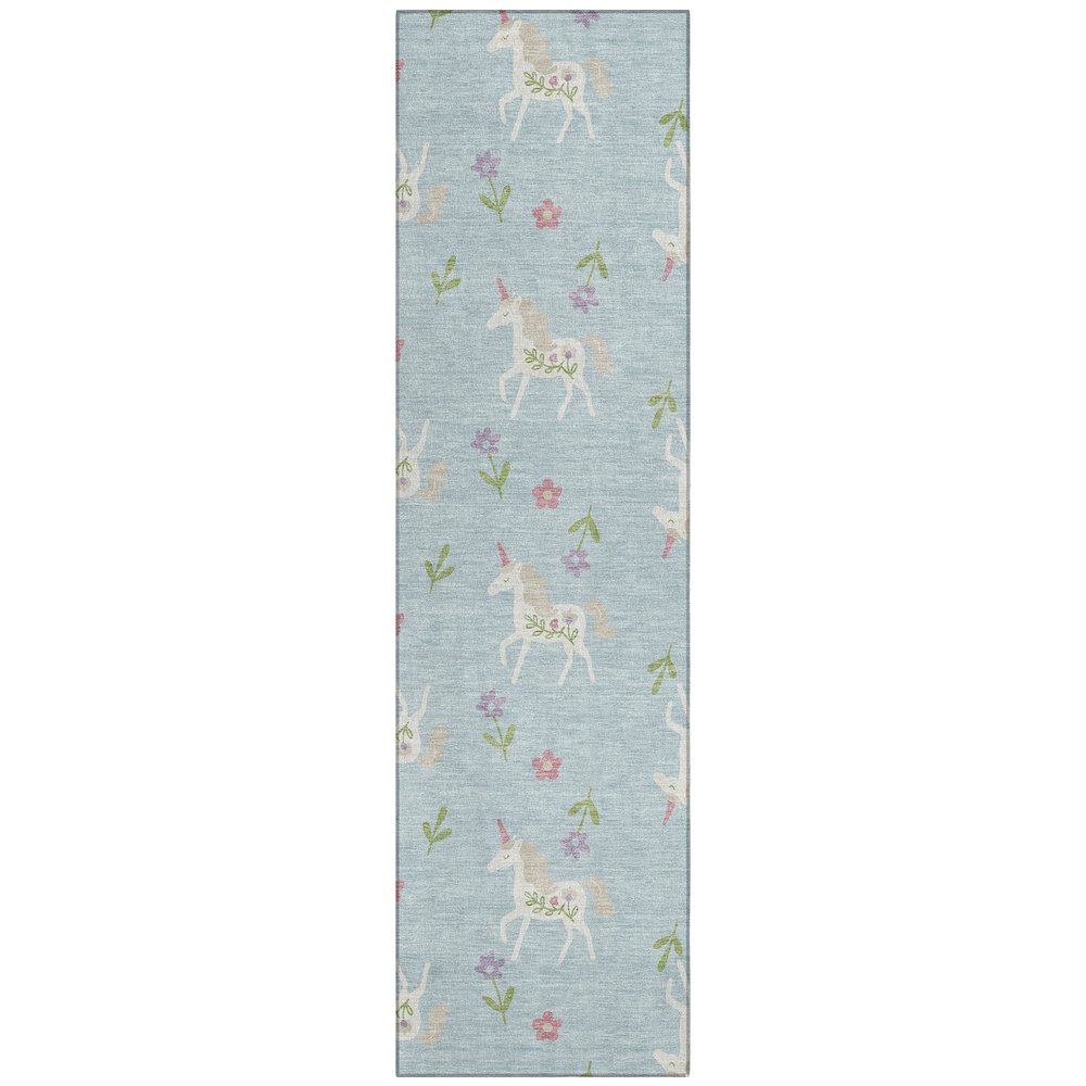 Machine Washable Indoor/Outdoor Chantille ACN2657 Blue 2'3" x 7'6" Runner Rug. Picture 1