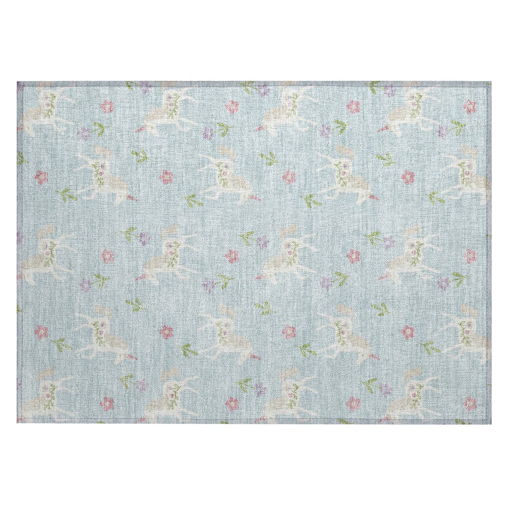 Machine Washable Indoor/Outdoor Chantille ACN2657 Blue 1'8" x 2'6" Rug. Picture 1