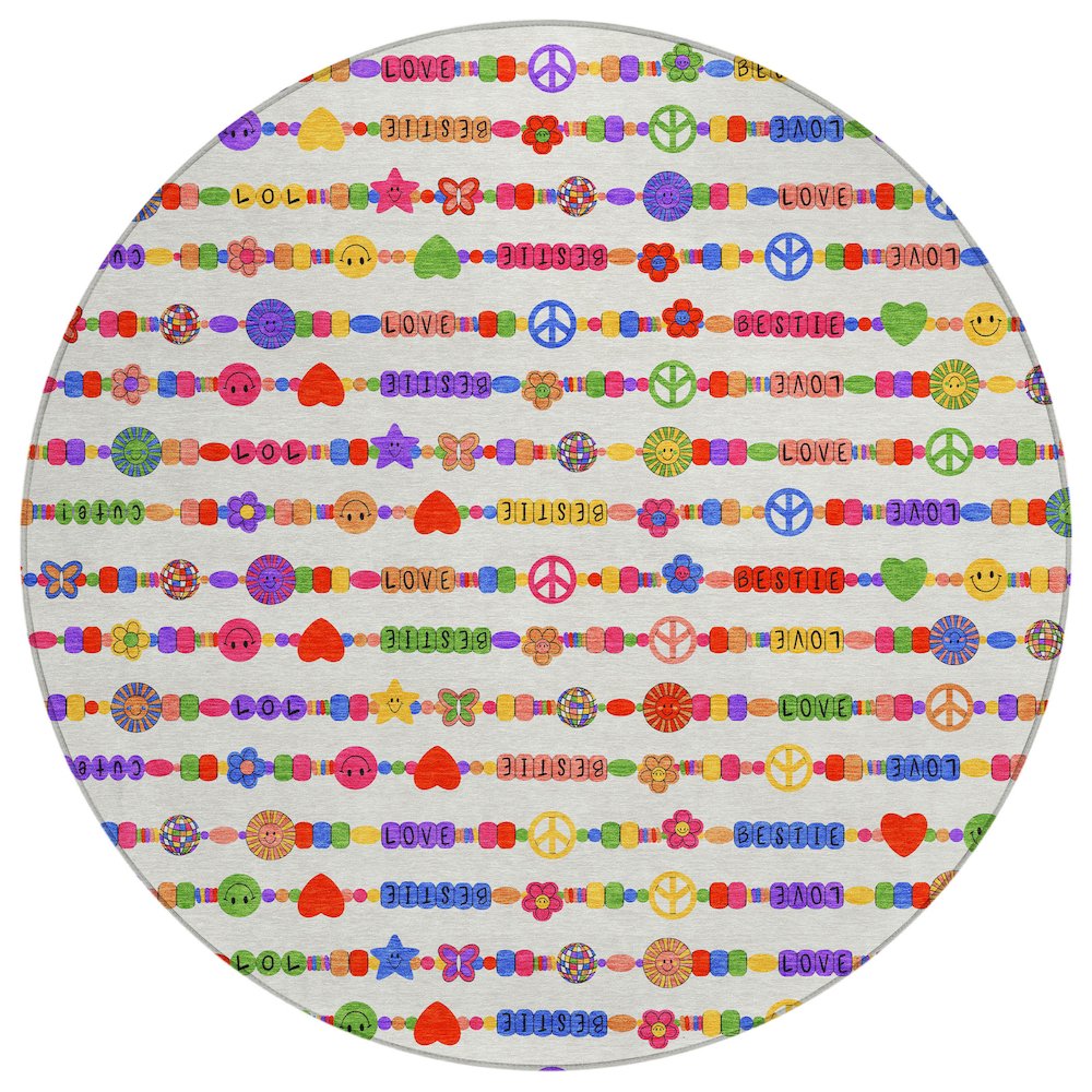Machine Washable Indoor/Outdoor Chantille ACN2658 Ivory 8' x 8' Round Rug. Picture 1