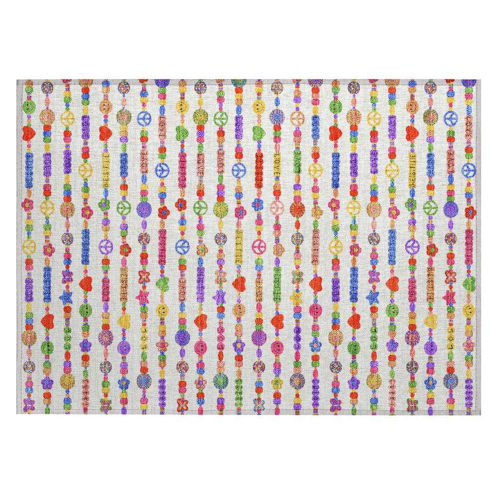Machine Washable Indoor/Outdoor Chantille ACN2658 Ivory 1'8" x 2'6" Rug. Picture 1