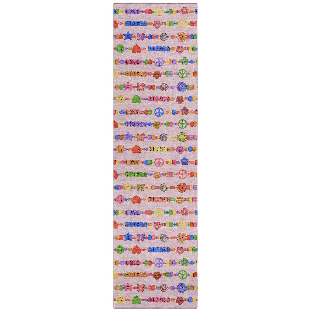 Machine Washable Indoor/Outdoor Chantille ACN2658 Pink 2'3" x 7'6" Runner Rug. Picture 1