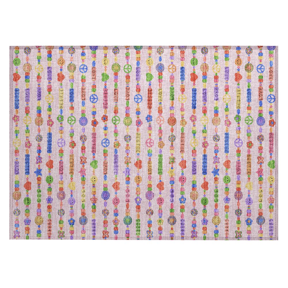 Machine Washable Indoor/Outdoor Chantille ACN2658 Pink 1'8" x 2'6" Rug. Picture 1