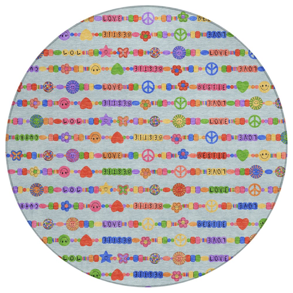 Machine Washable Indoor/Outdoor Chantille ACN2658 Blue 8' x 8' Round Rug. Picture 1