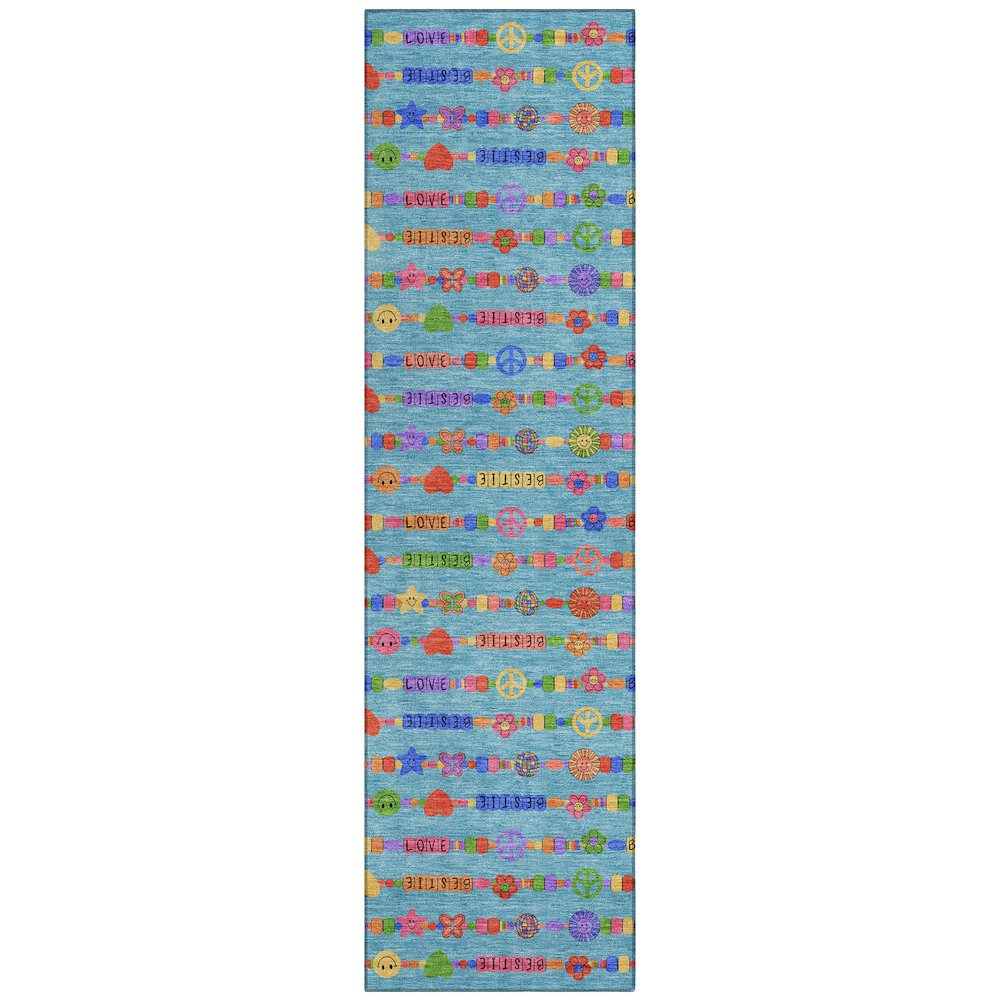 Machine Washable Indoor/Outdoor Chantille ACN2658 Teal 2'3" x 7'6" Runner Rug. Picture 1
